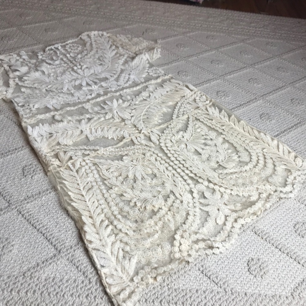 Blu Pepper Cream Embroidered Lace Dress Large - Picture 2 of 8